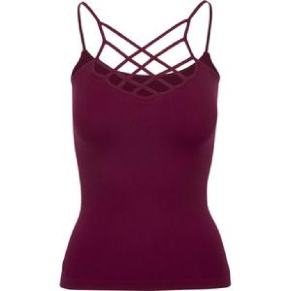 Suzette Burgundy Spider Cage Reversible Cami Tank
